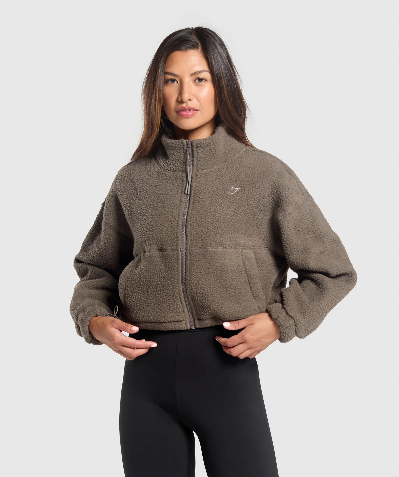 Gymshark Elevate Fleece Midi Jacket - Camo Brown | Gymshark UK