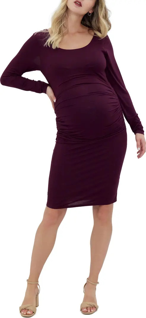 Side Ruched Long Sleeve Maternity Body-Con Dress | Nordstrom
