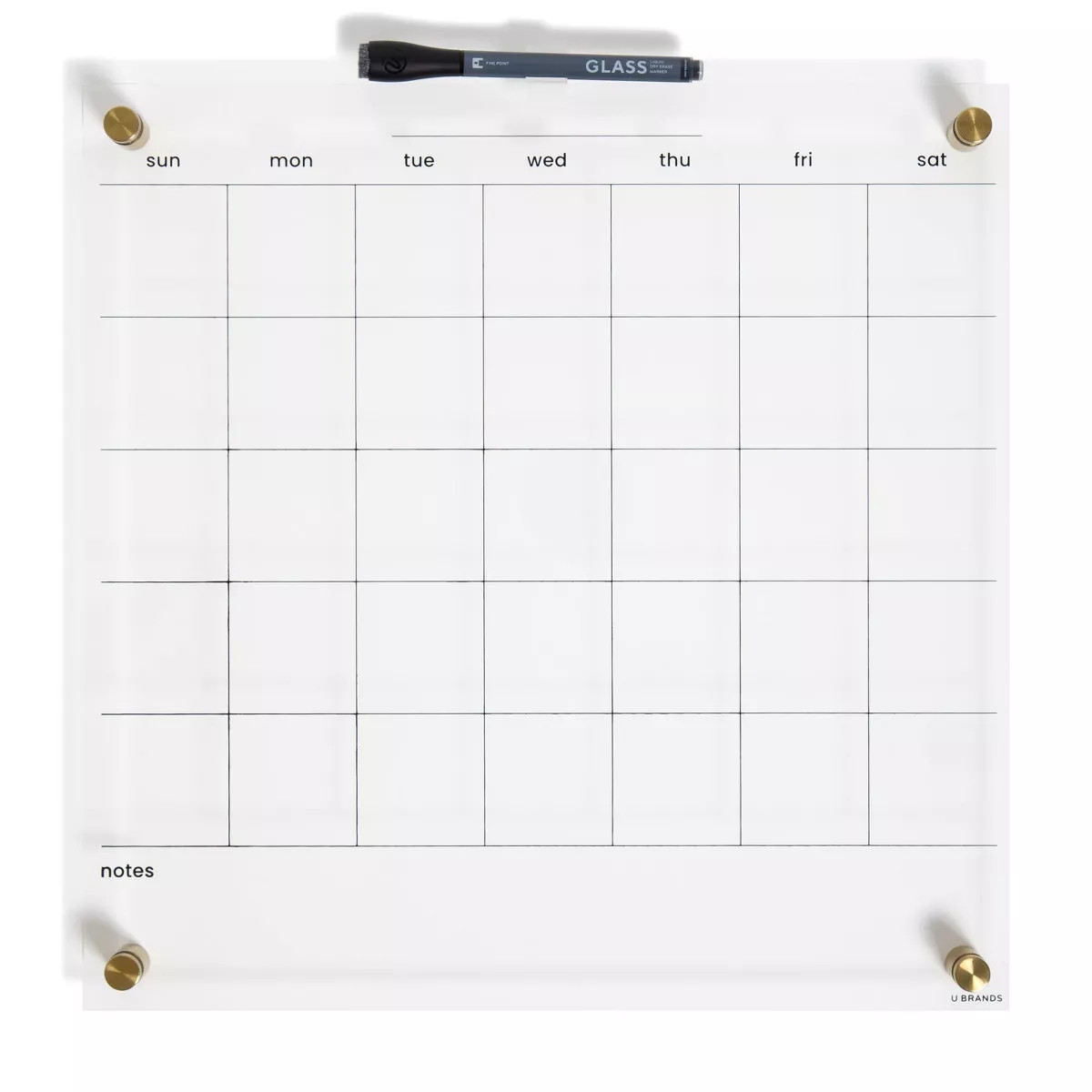 U Brands 16"x16" Acrylic Dry Erase Calendar with Gold Hardware | Target