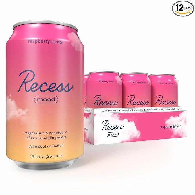 Recess Mood Magnesium & Adaptogen Drink, Calming Relaxation Beverage, 12 ounce (Raspberry Lemon, ... | Amazon (US)