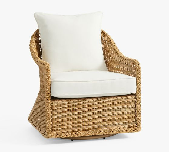 Westport Wicker Swivel Lounge Chair with High Performance Cushions | Pottery Barn (US)