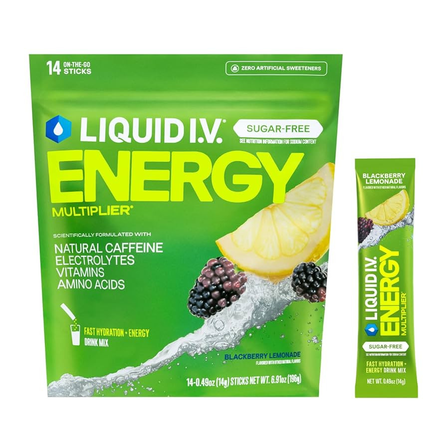 Liquid I.V.® Hydration Multiplier Sugar-Free + Energy - Blackberry Lemonade | Electrolyte Powder... | Amazon (US)