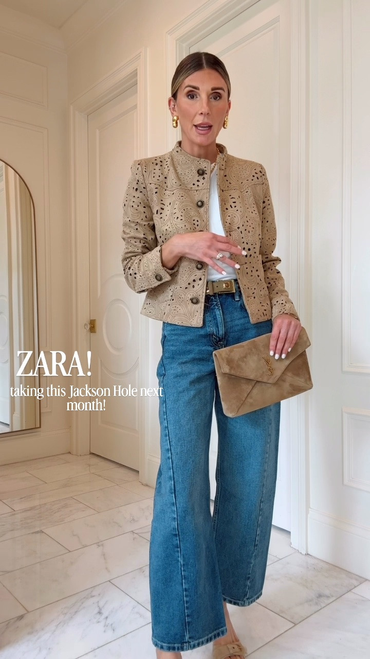 Outfit of the day! I love this suede eyelet jacket from Zara for fall. Wearing size small! I’m 5’7 wearing size 25 in the jeans, fit tts

#LTKootd #LTKSeasonal