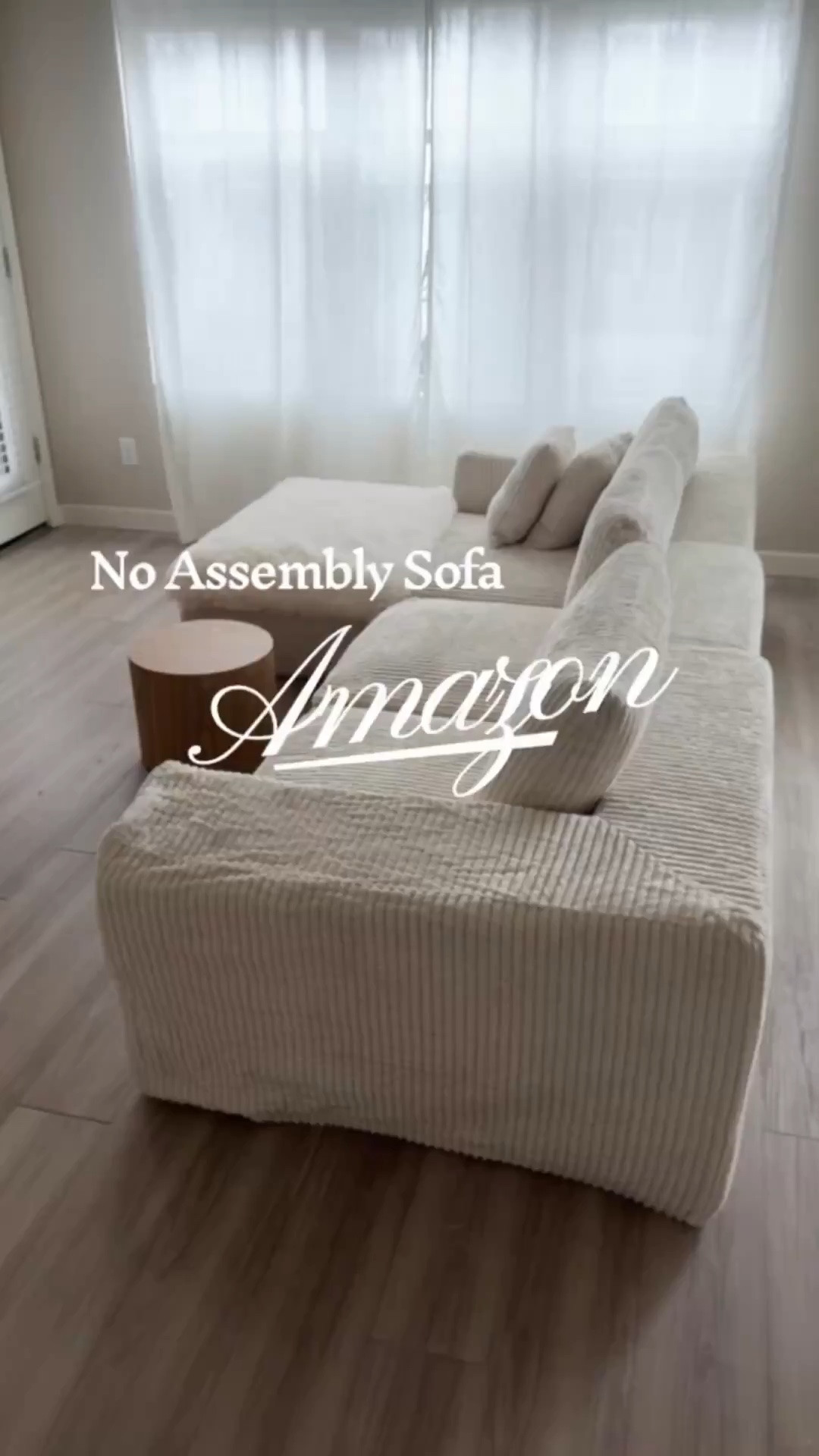 no assembly needed.  comfortable self inflating modular sofa.