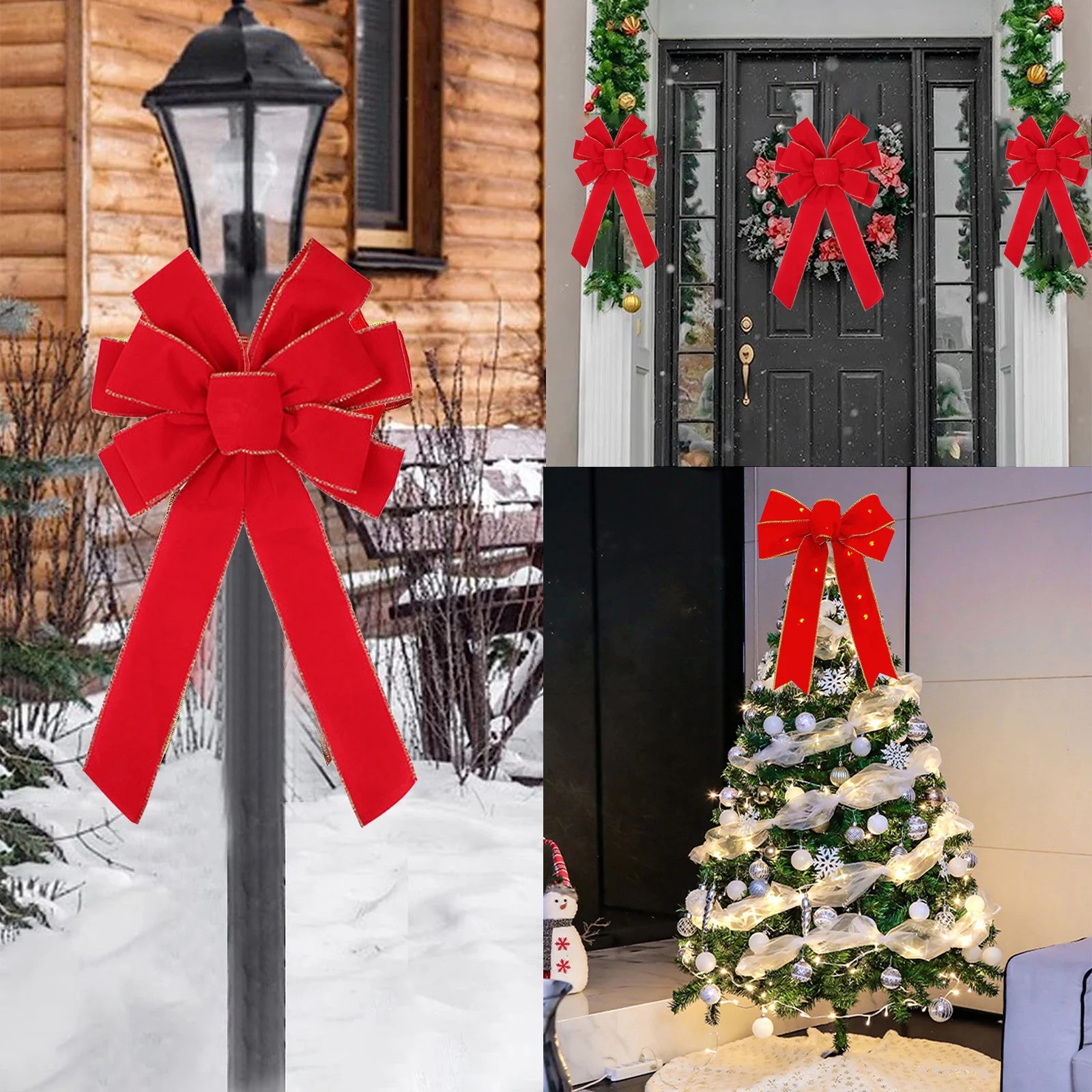 Lightning Deals of Today Prime, LHNFT Red Bows Christmas Decorations Big Wired Velvet Bow with Go... | Walmart (US)