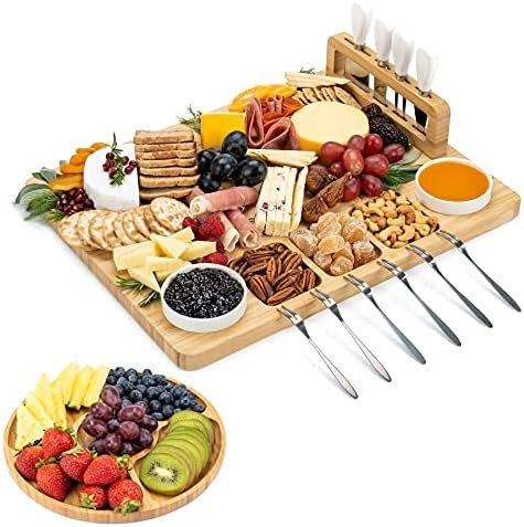 SMIRLY Charcuterie Boards - Bamboo Cheese Board and Knife Set - Unique Housewarming Gifts - Anniv... | Amazon (CA)