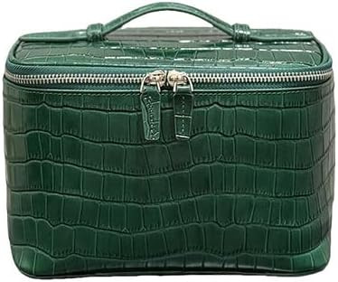 Genuine leather, top-grain cowhide, women’s makeup bag, crocodile-patterned jewelry box, box-shaped, large capacity, portable, travel storage box.Cosmetic Case | Amazon (US)