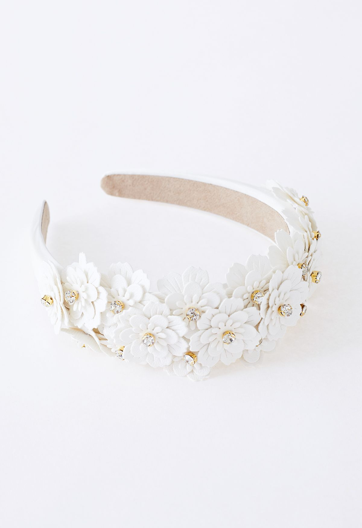 Rhinestone Floral Applique Headband in Ivory | Chicwish