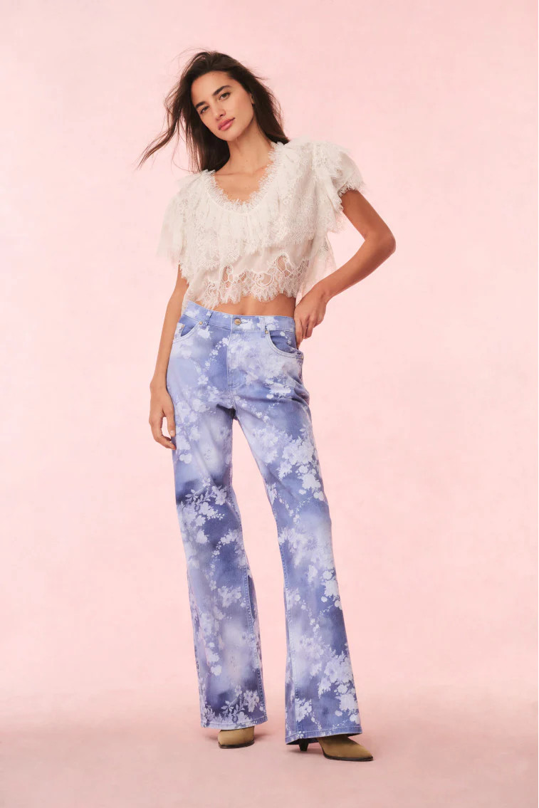 Dessa Floral Wide Leg Jeans | LoveShackFancy