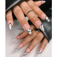 B&w French-Press On Nails-French Nails-Luxury Nails-Party Nails-Uñas-Almond Nails-Square Coffin Nails | Etsy (US)