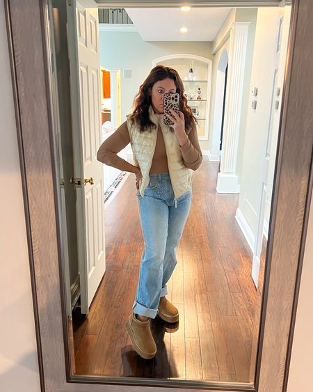 Spring transition outfit! 

Jeans. Winter outfit. Boots. Puffer vest. Target finds. Amazon fashion. Amazon finds. Mom style. Winter outfit idea. Express top. Every day style. 

#LTKfindsunder100 #LTKSeasonal
