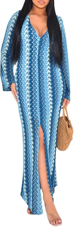YouSexy Women's Sexy Swimsuit Crochet Maxi Dress Long Sleeve Long Beach Cover Up Dress | Amazon (US)
