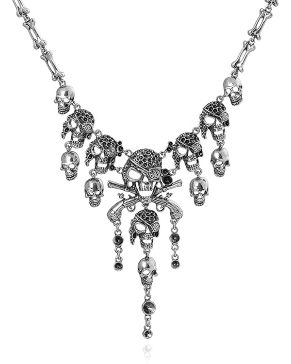 Jewelry Fashion Multi-Level Pirate Skull Tassel Charm Necklace Collar Bib for Women Horror Neckla... | Amazon (US)