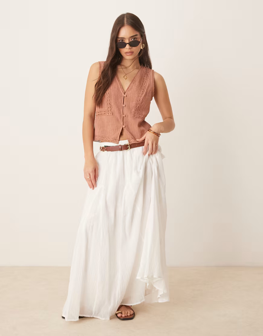 ASOS DESIGN cotton godet maxi skirt in white | ASOS (Global)