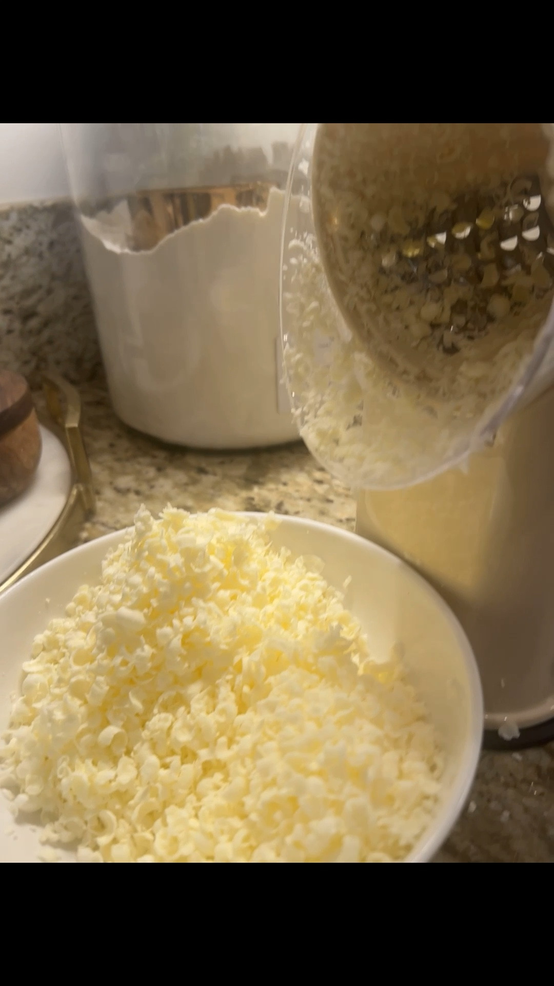 I just grated some frozen butter for a pie crust. I use this life changing grater almost daily for cheeses, biscuits, scones and pie crust. It also comes with several changeable disc that do other things. 👍🏻👍🏻👍🏻👍🏻👍🏻