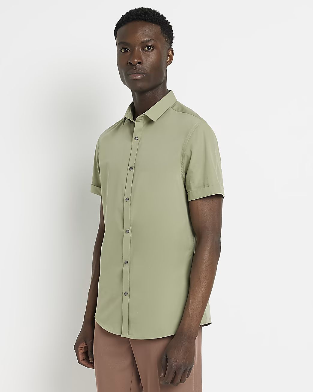 River Island Mens Green slim fit short sleeve shirt | River Island (US)