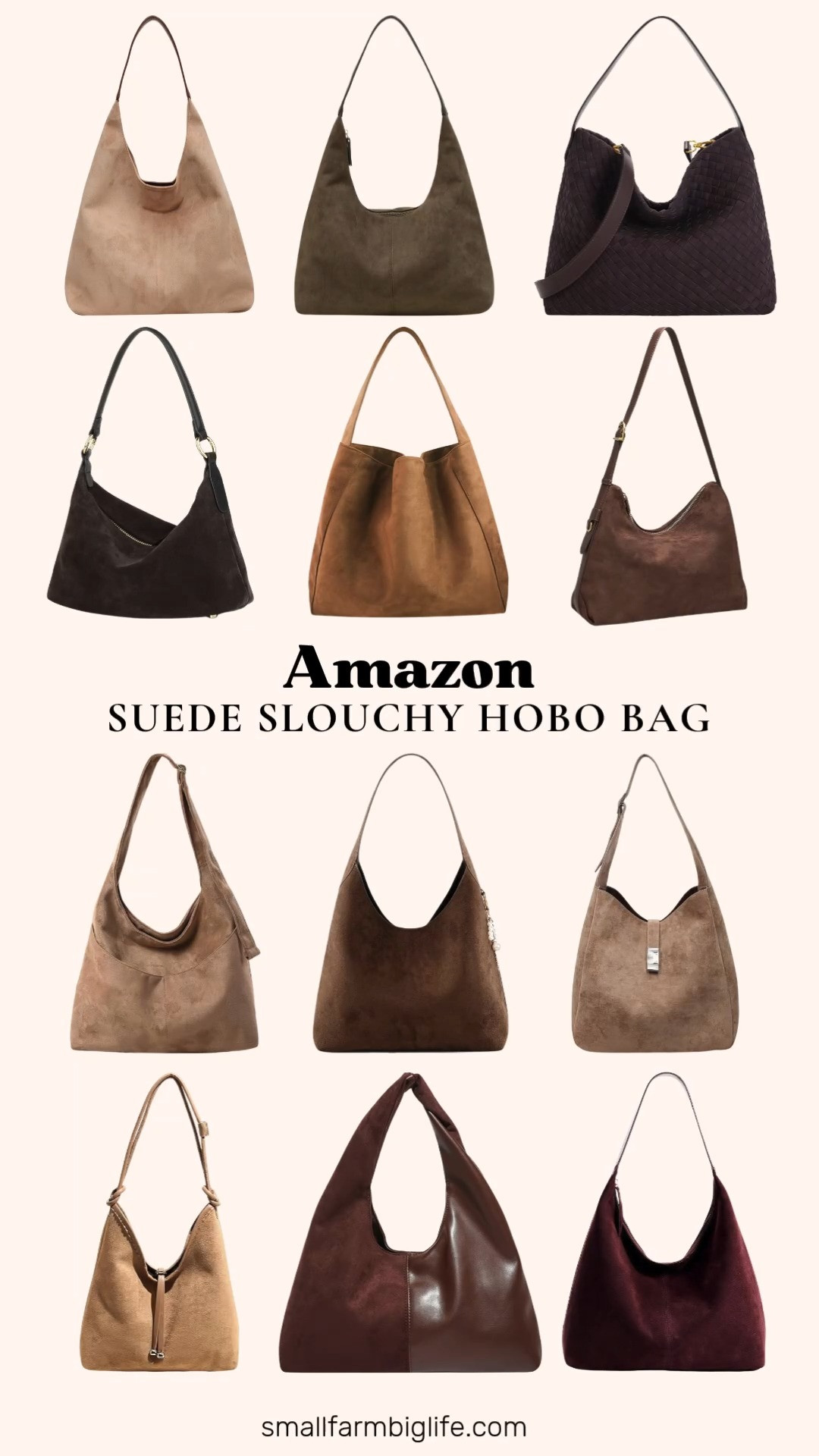 Suede slouchy hobo bags are one of my favorite trends for fall, and Amazon has so many great options right now.

The coffee brown slouchy hobo bag has five pockets and fits an 11 inch tablet, perfect for daily use. The coffee brown trendy suede tote and the chocolate brown DONNAIN crescent hobo bag both bring that classic slouchy silhouette for work or weekend wear.

For a large capacity option, the khaki vintage suede hobo bag and the khaki MYHOZEE hobo bag both have multiple pockets and zipper closures, great for travel or daily commute. The dusty olive green suede shoulder bag is a versatile underarm tote for work or travel.

The beige suede hobo bag and the chocolate brown woven suede hobo bag bring soft texture and a relaxed shape, while the light brown faux suede slouchy tote is a large, roomy option perfect for fall and winter.

Rounding it out, the coffee brown splicing leather suede purse, the khaki retro suede slouchy bag, and the burgundy KALIDI vegan leather crescent hobo bag all bring great color and texture options for everyday carry.

#suedehobobag #slouchybag #amazonfashionfinds #fallhandbag #falltransition 

 #LTKootd #LTKOver40 #LTKWorkwear