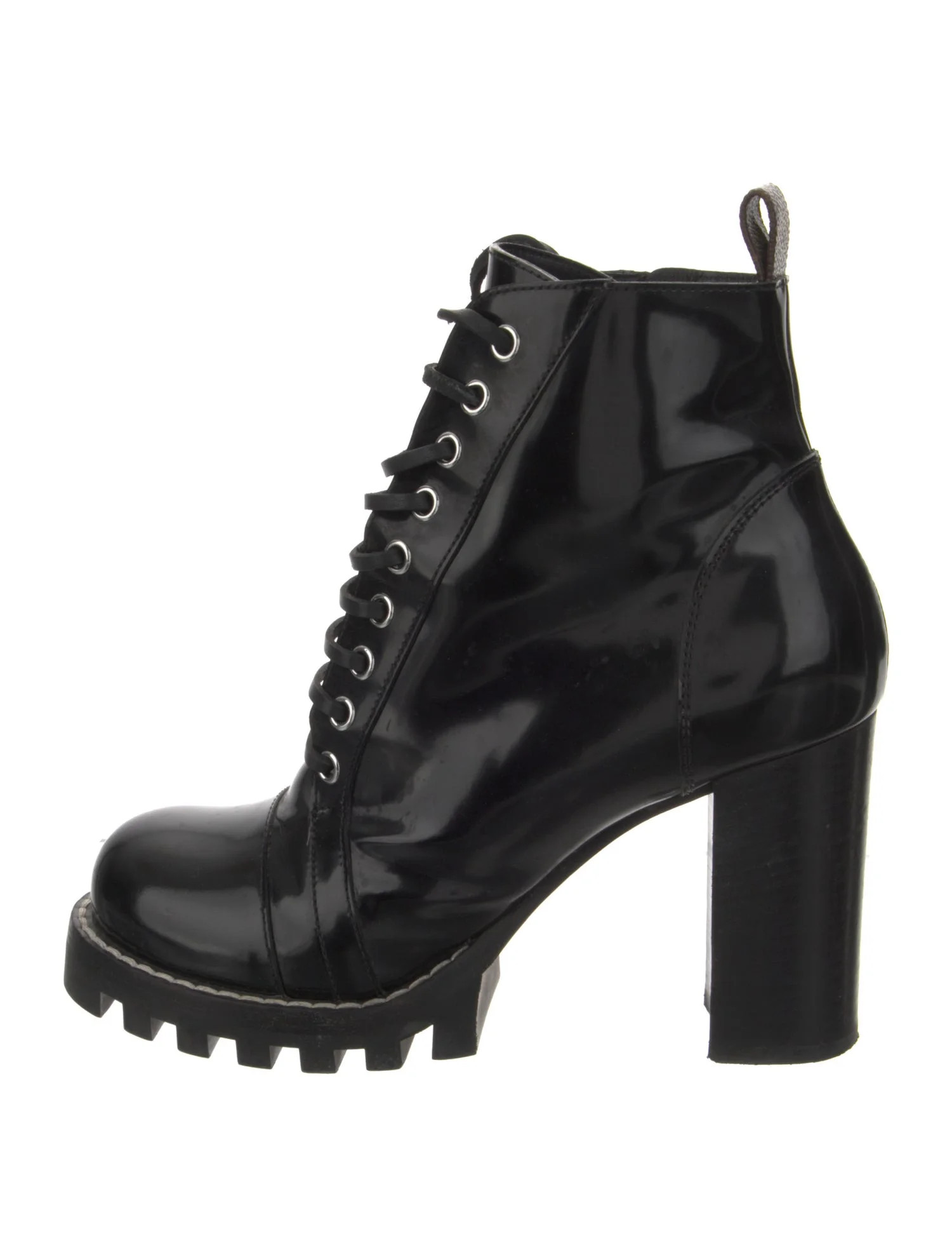LV Monogram Patent Leather Combat Boots | The RealReal