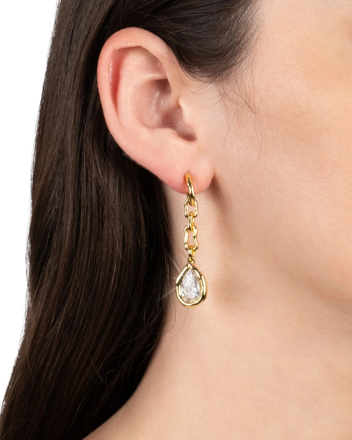 Asterales Gold Link Pear Drop Earring | Crystal Link Drop Earrings | Alexis Bittar