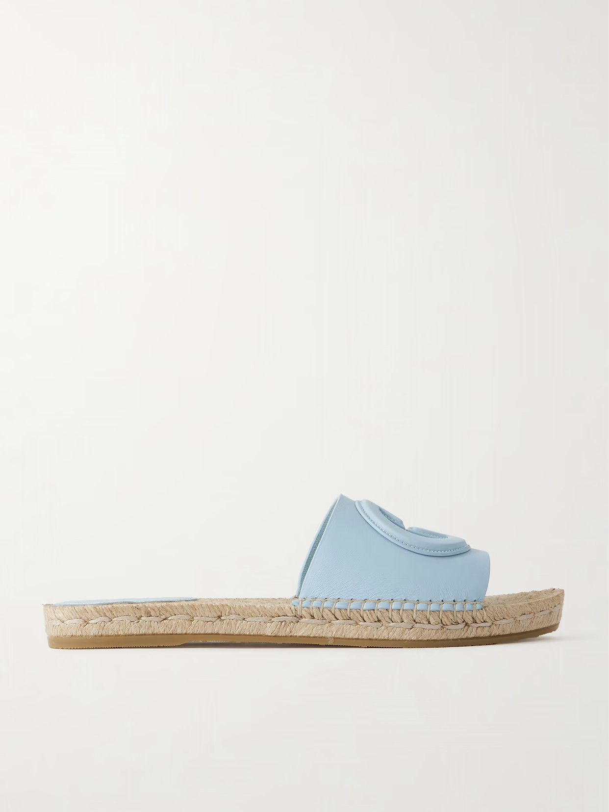 Gucci - Cutout Leather Espadrille Slides - Blue | NET-A-PORTER (US)