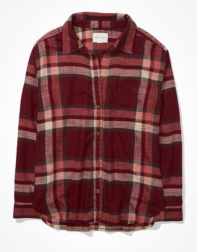 AE Plaid Boyfriend Flannel Shirt | American Eagle Outfitters (US & CA)