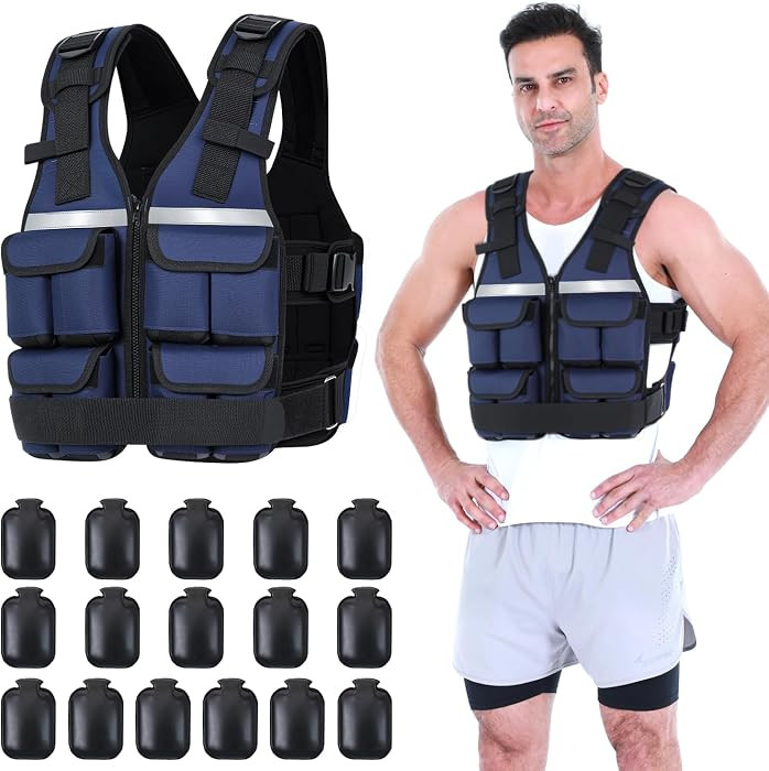 Sportneer Adjustable Weighted Vest Weights: 2-18 lbs/2-42 lbs Washable Weight Vest for Walking 16 In 1 Fast Adjust Rucking Vest for Women and Men Home Gym Running Jogging Strength Training Vests | Amazon (US)