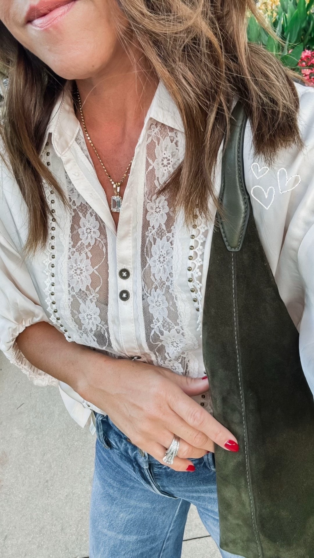 The details on this blouse are so pretty. 
3 color ways 
XS 
Charm & necklace - code: twopeasinablog 

#LTKHoliday #LTKSeasonal #LTKOver40