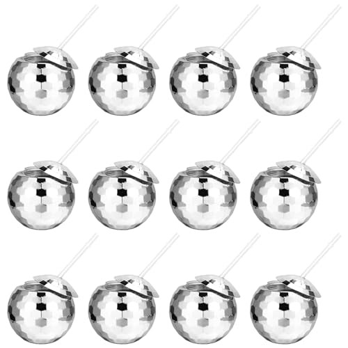 Guiqulai 12 Pcs Disco Ball Cups,20 Oz Tumbler Disco Flash Ball Cups,Reusable Spherical Cocktail Cups with Lid and Straw,Silver Disco Wine Cups for Nightclub Disco Bar Party Decor(12Pcs) | Amazon (US)