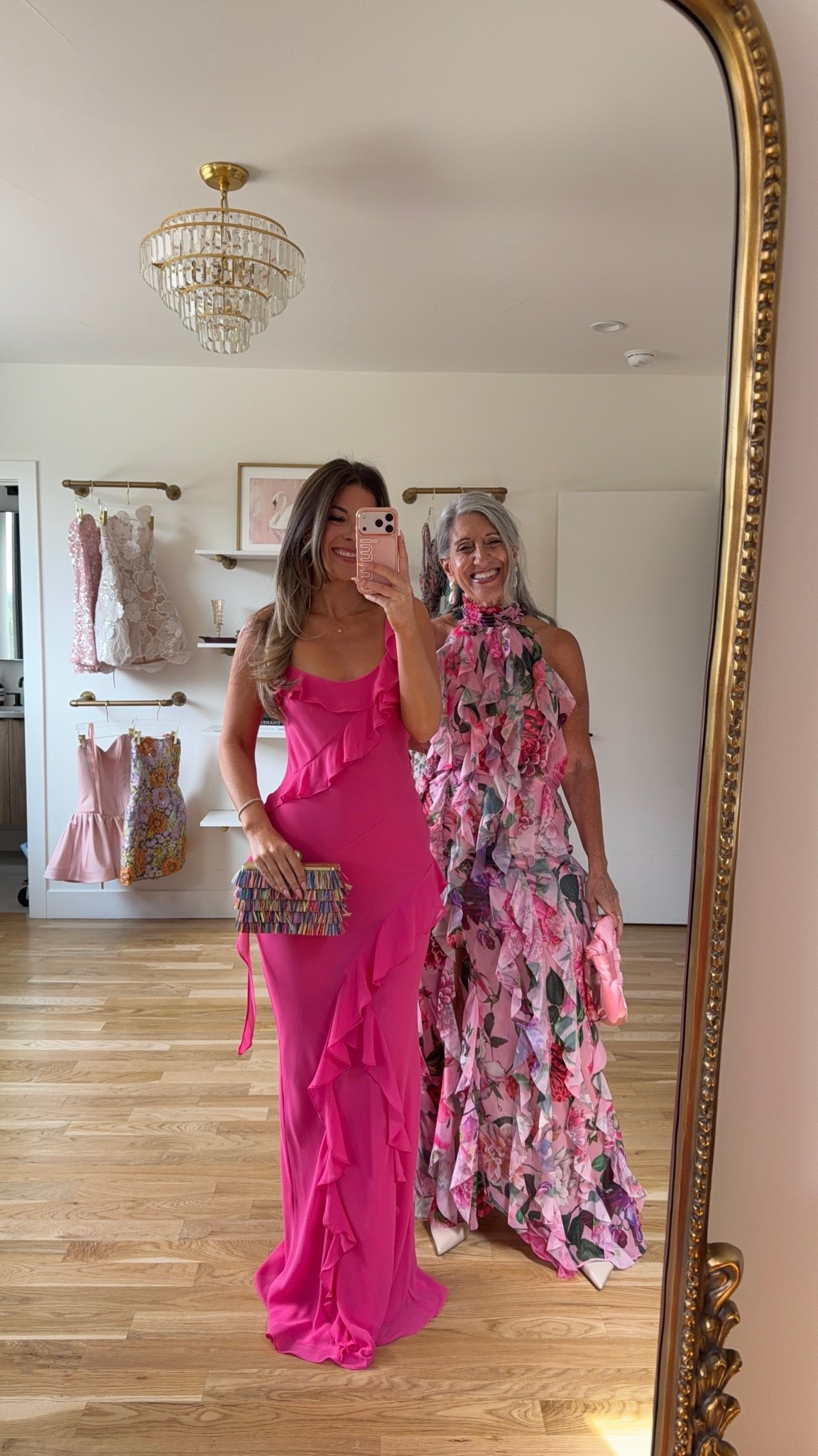 pink maxi with thin straps and cascading ruffle detail, pink floral maxi with high halter neckline and tiered ruffle detail mom and me formal wedding guest and mother of the bride dresses 💍

revolve code: tulip
lulus code: emerson20 (first purchase)

I’m 5’4” and wear a size small/2 

mom is 5’4” and wears a medium/6

fall wedding guest dresses, wedding guest dresses, cocktail dresses, semi-formal dresses, black tie wedding guest dresses, destination wedding guest dresses, garden party dresses, wedding guest outfit ideas, mom & me outfits, mom & me dresses, matching outfits, mother daughter outfits, family photo outfits, wedding guest dresses, mother of the bride, mother of the groom, wedding guest outfit ideas

#LTKU #LTKWedding #LTKSeasonal