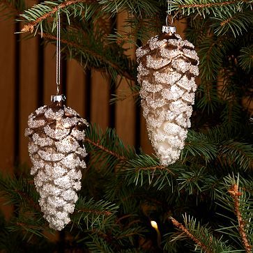 Silver Glitter Pinecone Ornament | West Elm (US)