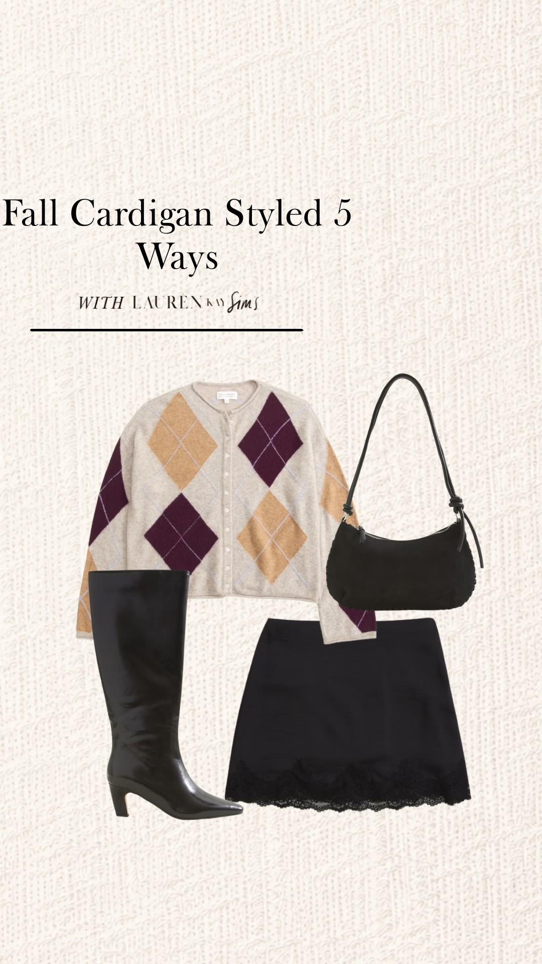 The cardigan, but make it a little more feminine: paired with a black mini skirt, knee-high boots, and a shoulder bag for a fall date-night or dinner look.

#LTKgrwm #LTKootd #LTKSeasonal