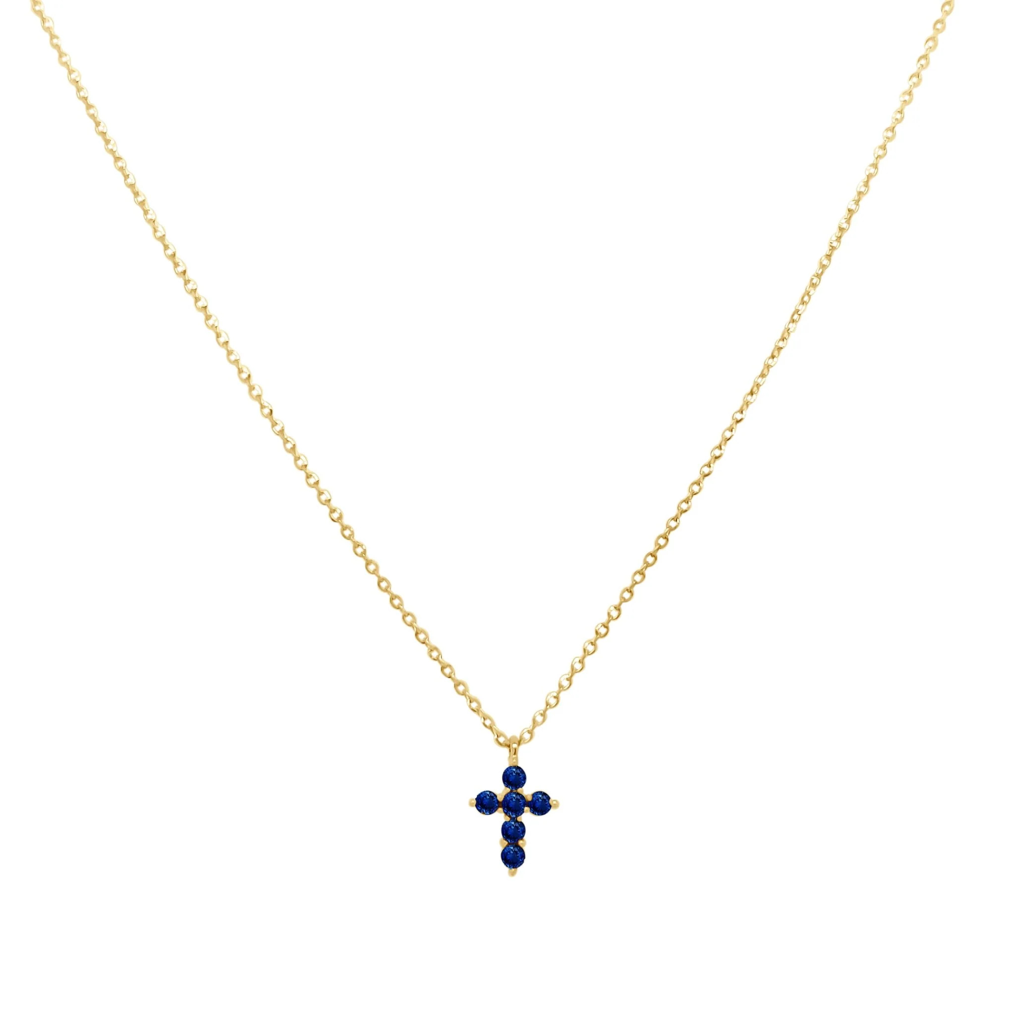Gemstone Mini Cross Necklace | LINDSEY LEIGH JEWELRY