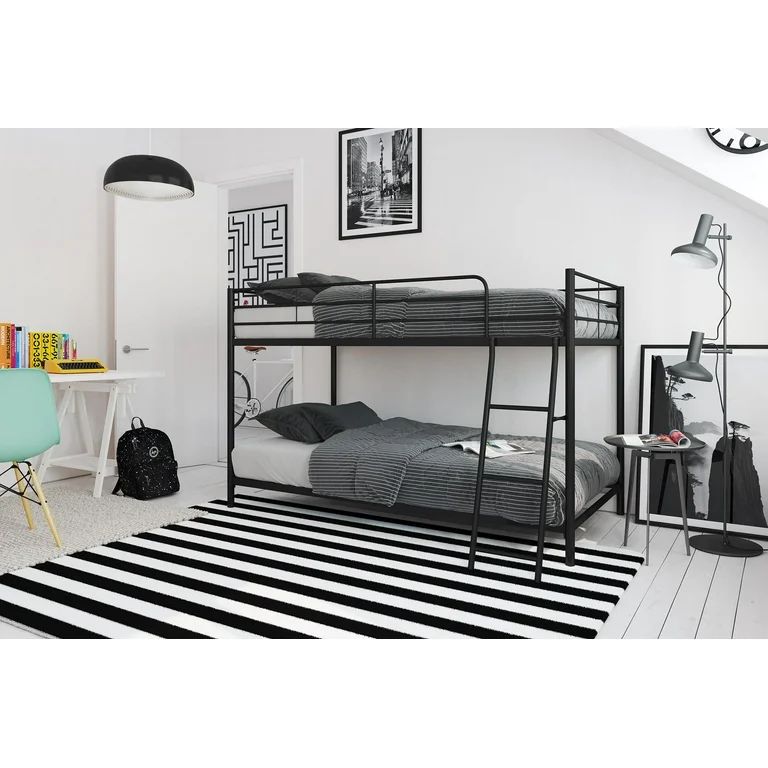 Mainstays Small Space Twin over Twin Junior Bunk Bed, Black | Walmart (US)