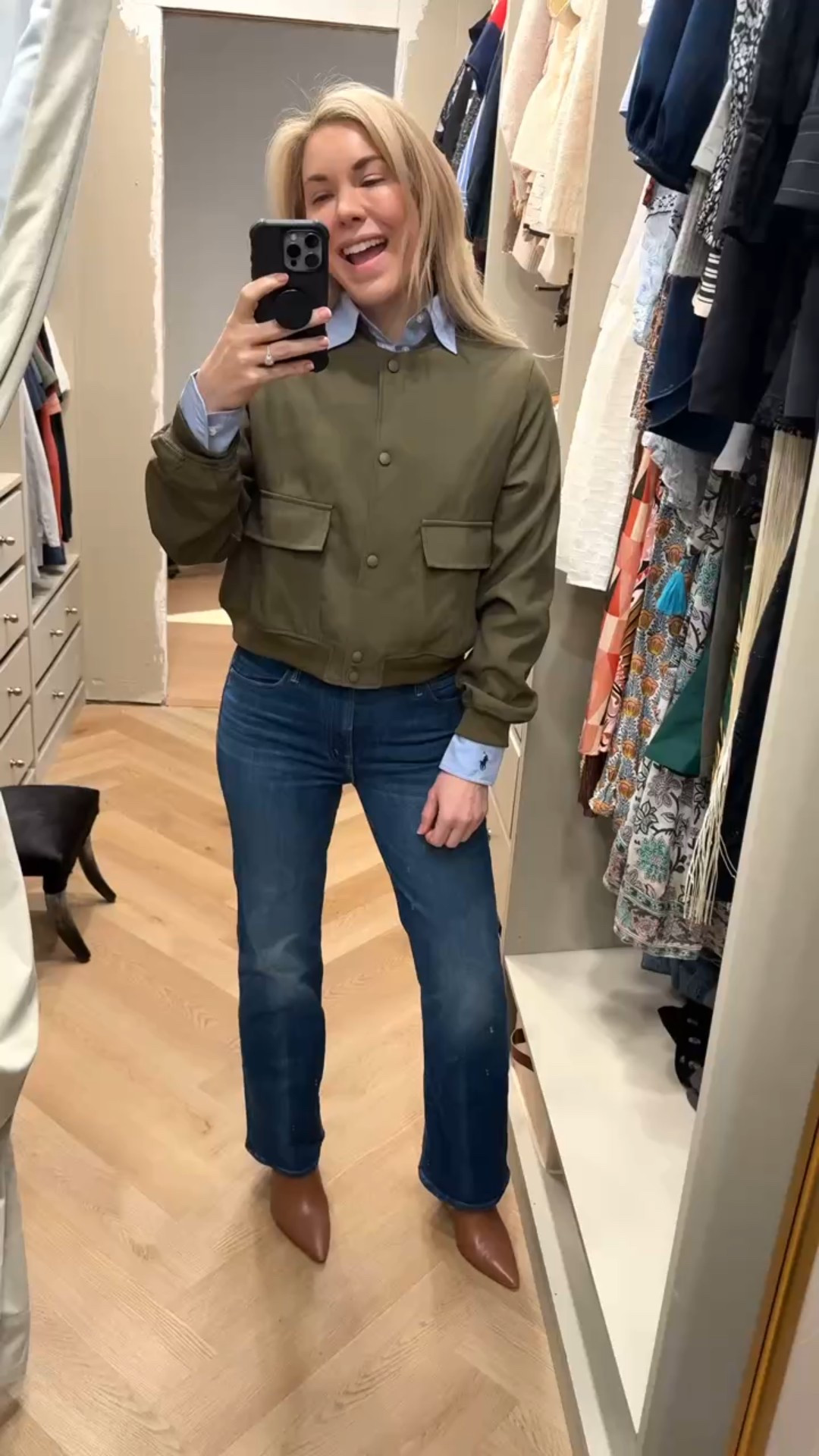 Polo button down top
Mother jeans (fit TTS)


#LTKootd #LTKstorytime #LTKgrwm