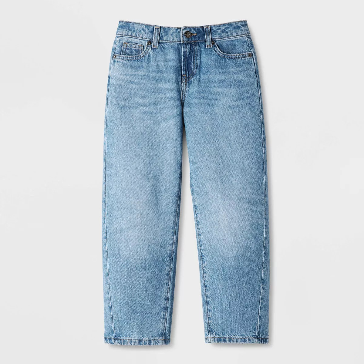 Girls' Mid-Rise Barrel Leg Jeans - Cat & Jack\u2122 Medium Wash 7 | Target
