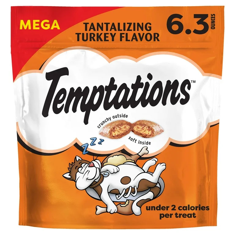 Temptations Classic Tantalizing Turkey Flavor Crunchy And Soft Treats For Cats, 6.3 Oz Pouch | Walmart (US)