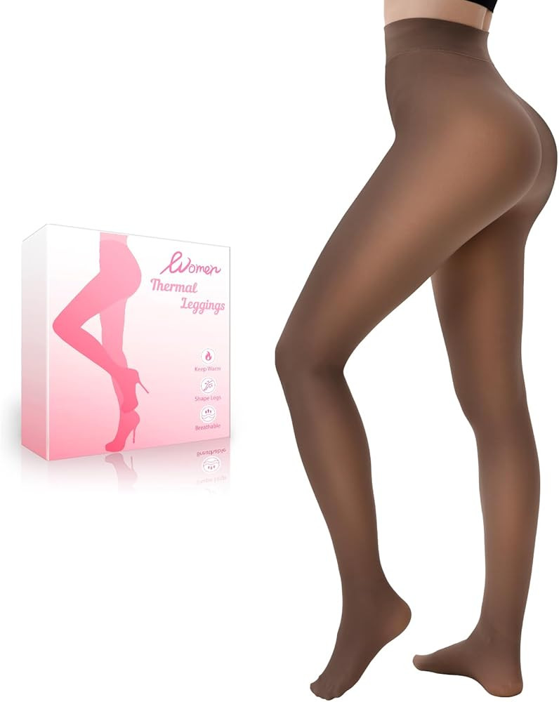 HONGTEYA Fleece Lined Tights Women Winter Thermal Leggings Pantyhose Fake Translucent Thick Warm ... | Amazon (US)