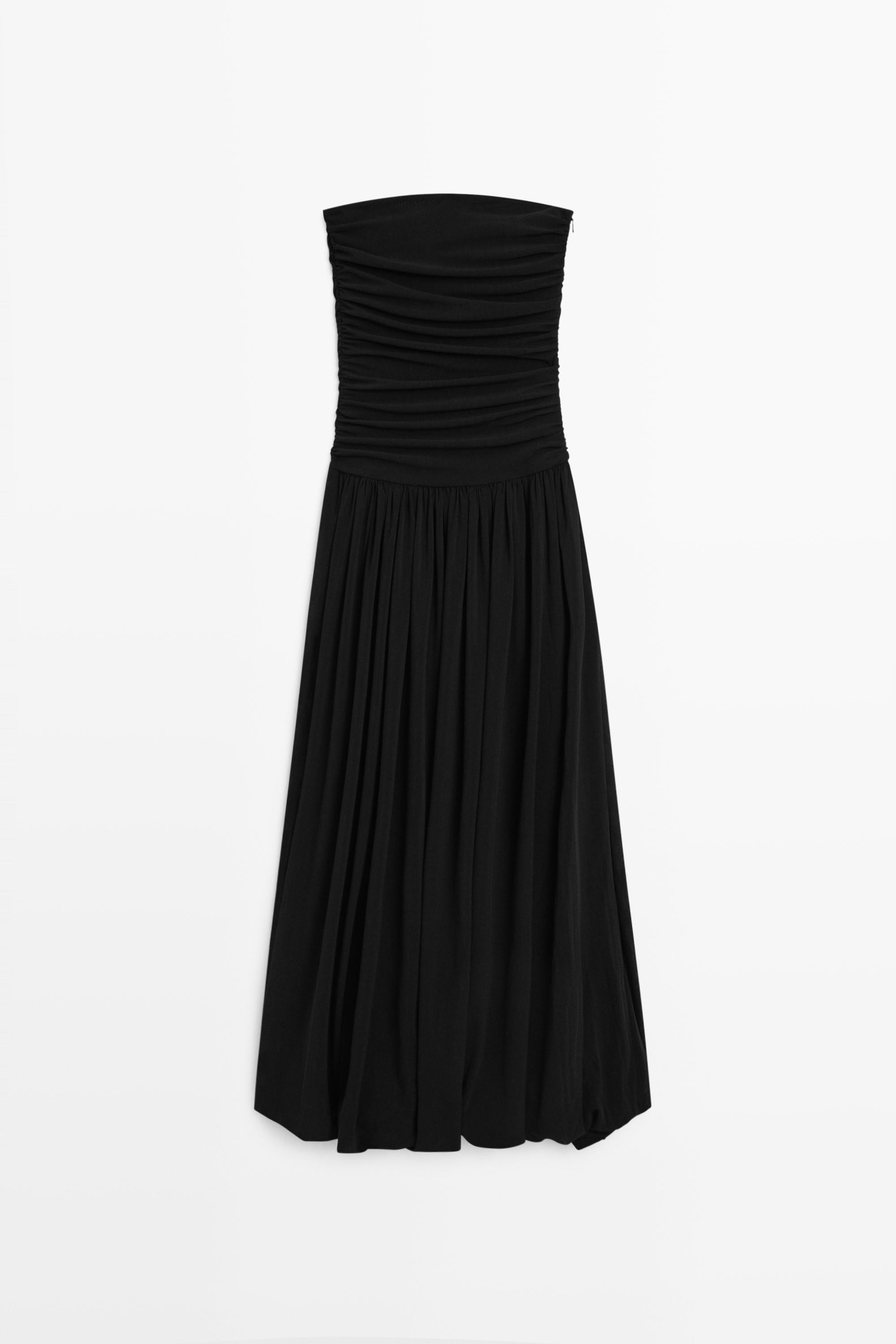 Strapless balloon midi dress | Massimo Dutti UK