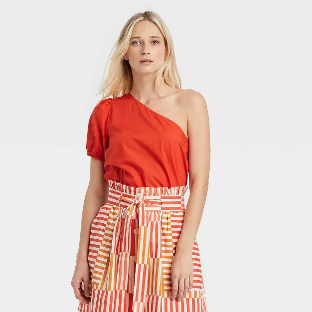 Women's Puff Short Sleeve One Shoulder Top - Who What Wear™ | Target
