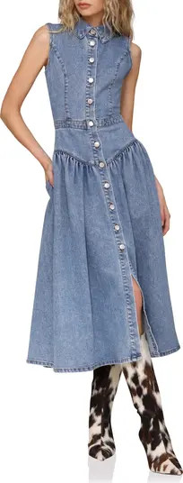 Avec Les Filles Sleeveless Denim Midi Dress | Nordstrom | Nordstrom