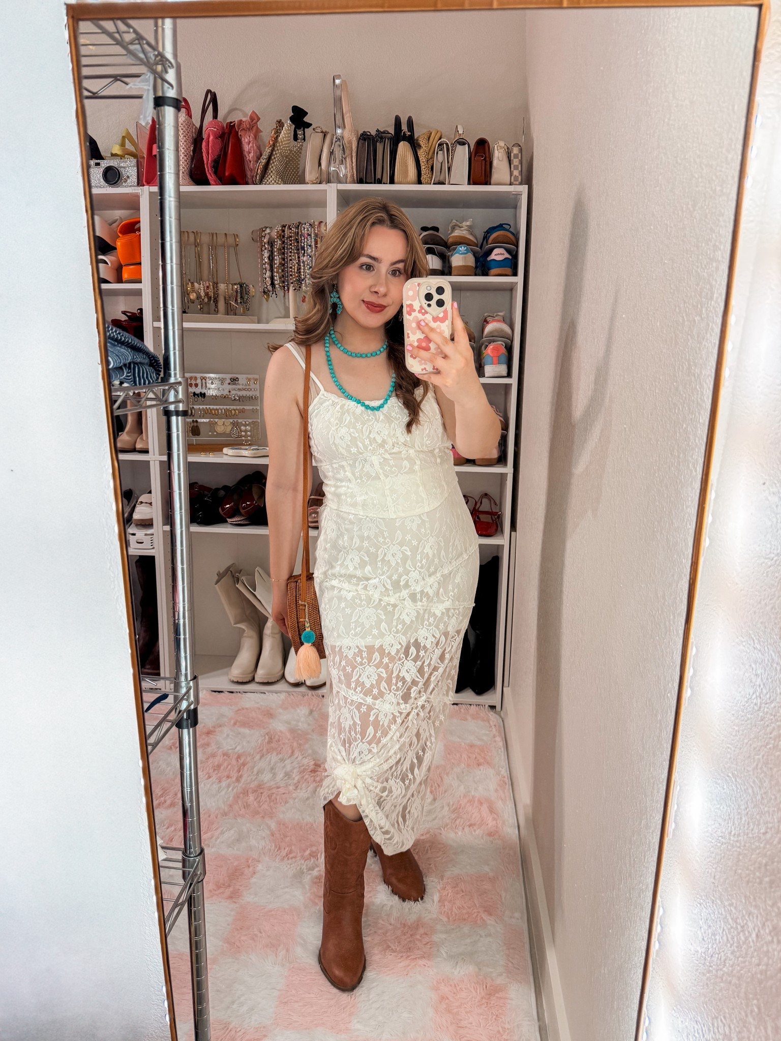 Set fit me big, I would size down for a more adjusted look, my
Boots are true to size. Purse was thrifted  it I will share similar 

#LTKMidsize #LTKSpringSale #LTKFestival