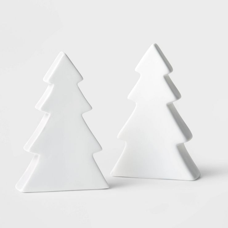 2pc 5.75" Ceramic Tree Decorative Figurine White - Wondershop™ | Target