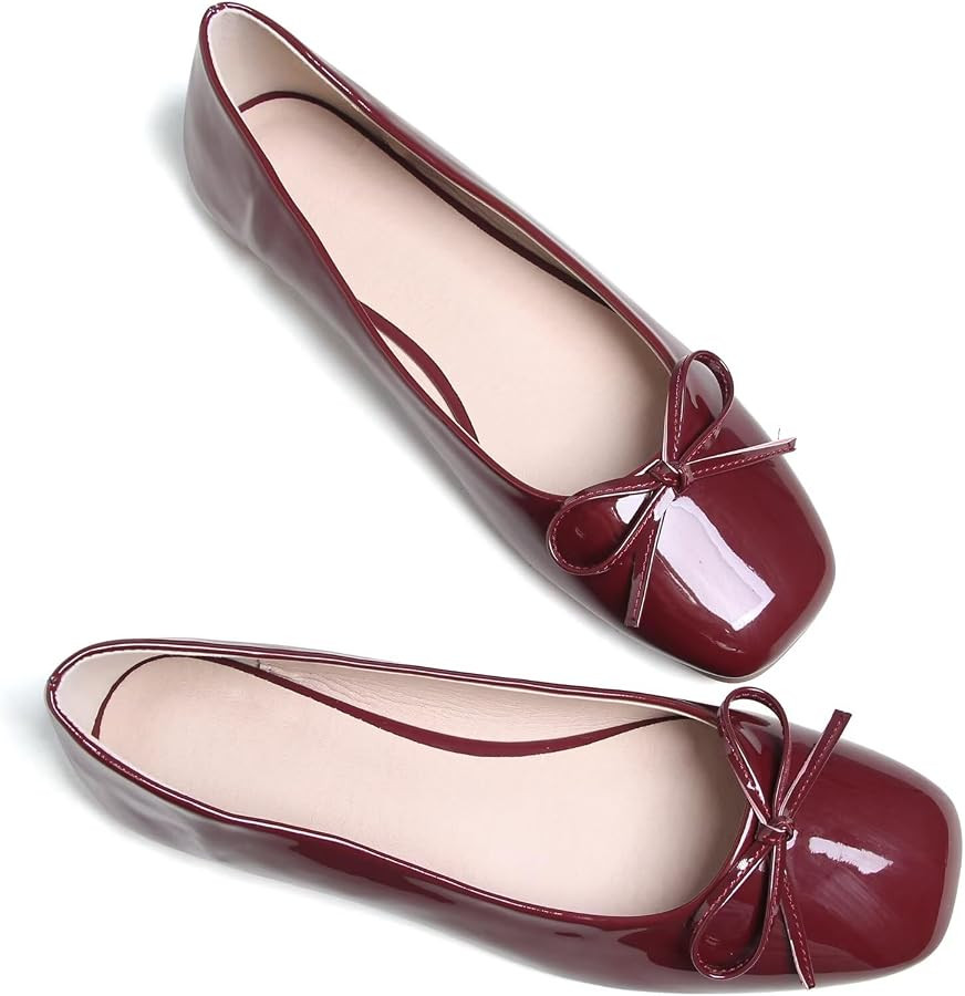 Dear Time Women's Casual Foldable Ballet Flats Square Toe Ballerina Flats Shoes Comfortable | Amazon (US)