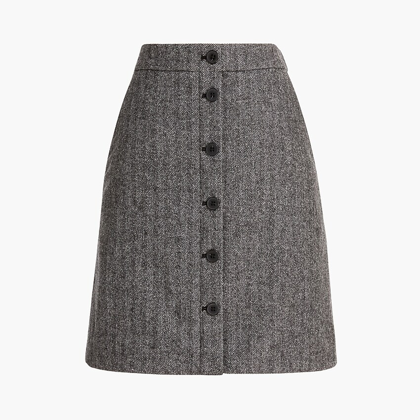 Wool-blend button-front mini skirt in herringbone | J.Crew Factory