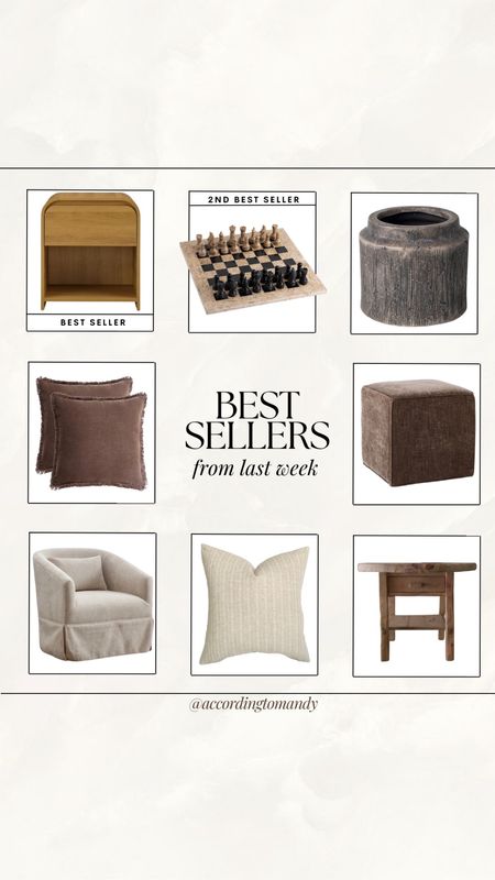 Best sellers this week! 

chess board, vase, viral vase, ottoman, wood furniture, wood accent table, Etsy finds, Walmart finds, Walmart furniture, pillow, Amazon pillow, Amazon finds, affordable finds, Target finds, throw pillow, accent chair, affordable accent chair, budget friendly furniture 

#LTKhome