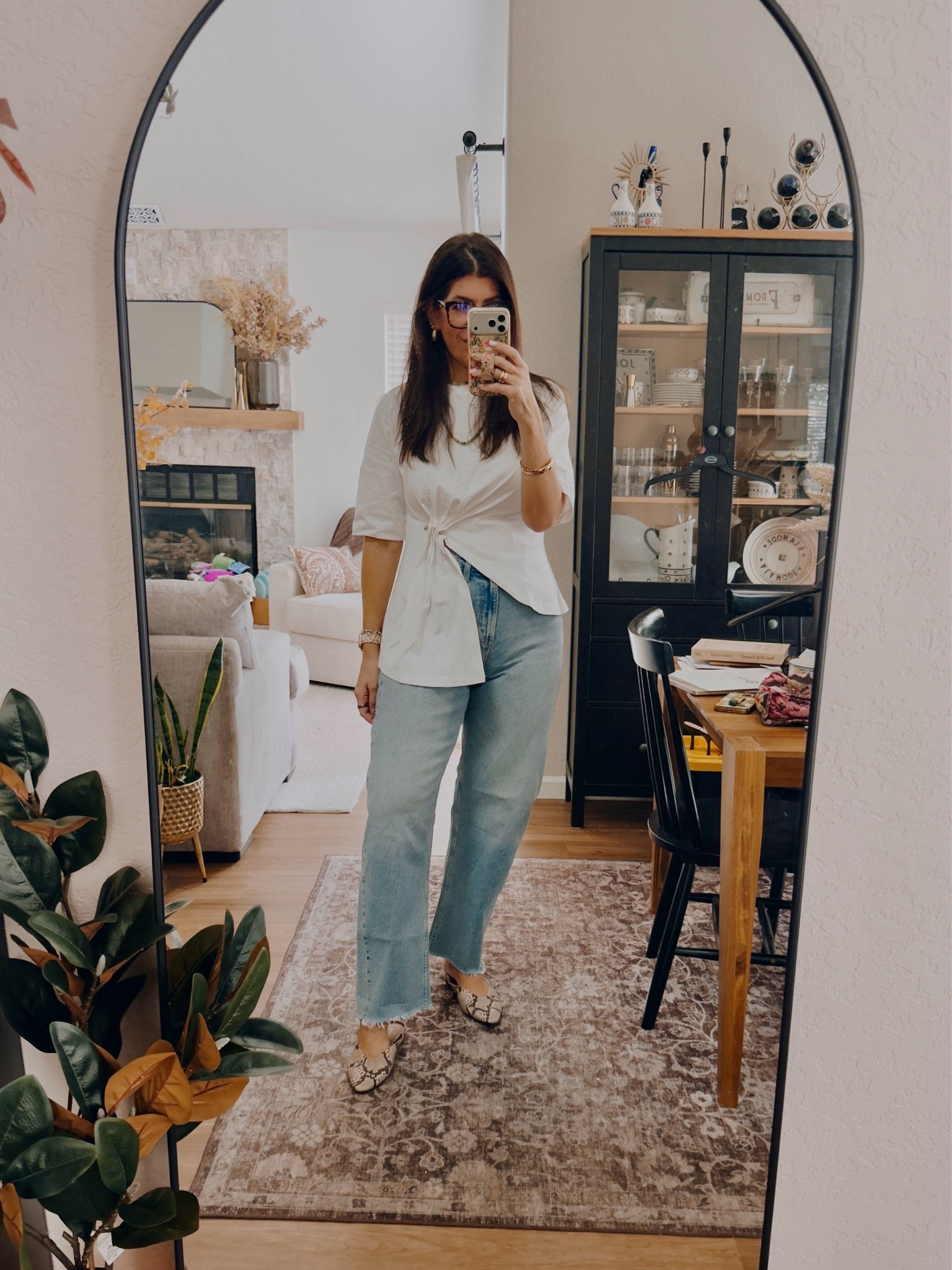 Casual Friday wfh 
Sized down in the top to a small for closer fit
In a 29 long curvy jeans

#LTKMidsize #LTKTall #LTKWorkwear