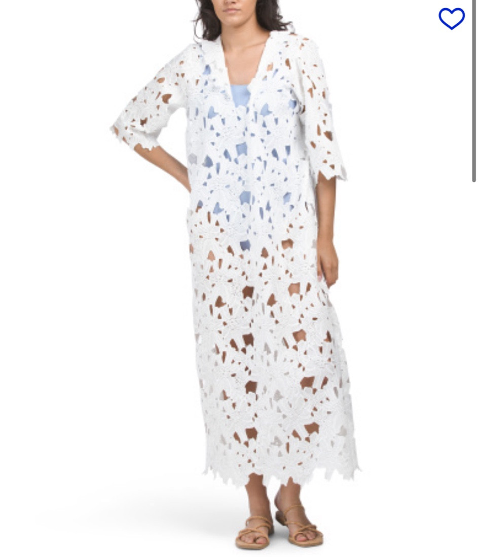 A gorgeous lace kaftan for $30! Such a perfect little white dress cover up. 

#LTKSaleAlert #LTKFindsUnder50 #LTKMidsize