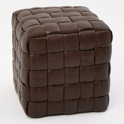 Black Woven Cube Stool 43x42cm | TK Maxx