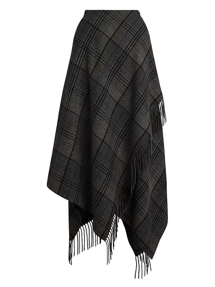 Women's Hadiah Plaid Wool Scarf Skirt - Grey Black - Size 0 | Saks Fifth Avenue