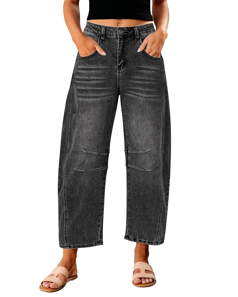 GRAPENT Barrel Jeans for Women Trendy High Waisted Wide Leg Baggy Cropped Relax Fit Stretch Denim... | Amazon (US)